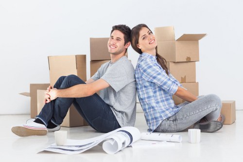 Packed household items ready for transport on moving day