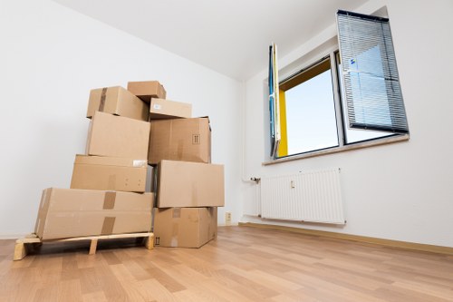Packed boxes and furniture ready for transport during a Sydenham move