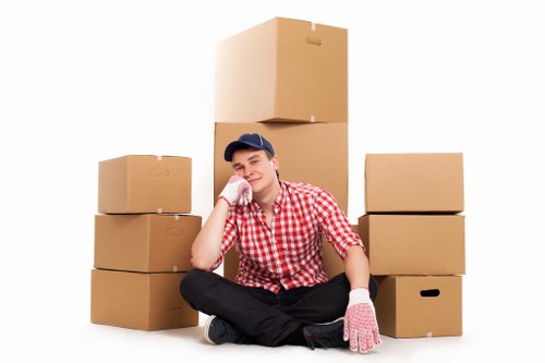 Prepared boxes and furniture ready for a Sydenham man and van